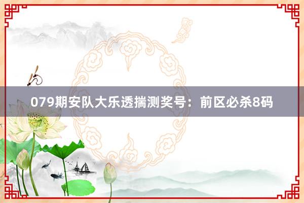 079期安队大乐透揣测奖号：前区必杀8码