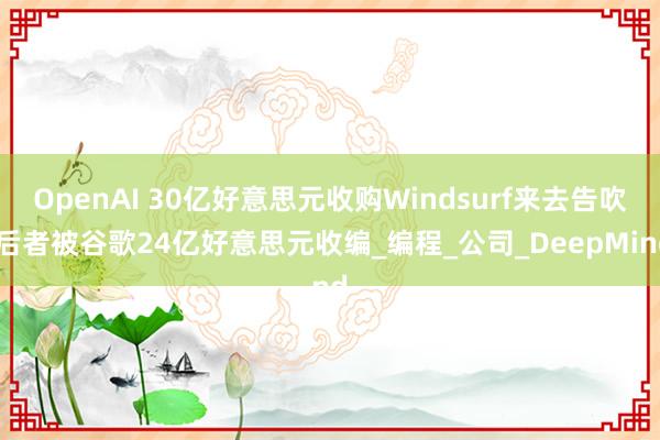 OpenAI 30亿好意思元收购Windsurf来去告吹 后者被谷歌24亿好意思元收编_编程_公司_DeepMind