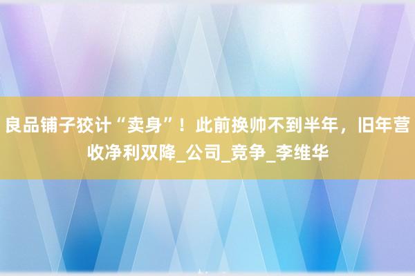 良品铺子狡计“卖身”！此前换帅不到半年，旧年营收净利双降_公司_竞争_李维华