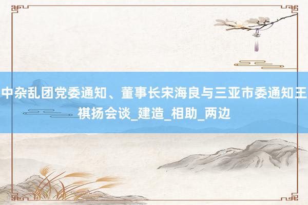 中杂乱团党委通知、董事长宋海良与三亚市委通知王祺扬会谈_建造_相助_两边