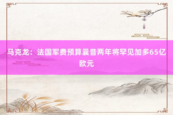 马克龙：法国军费预算曩昔两年将罕见加多65亿欧元