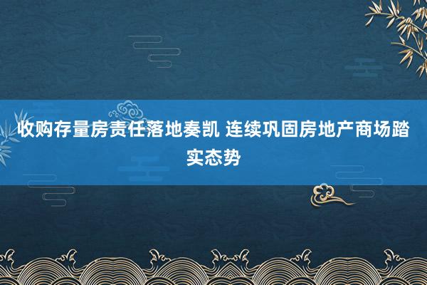 收购存量房责任落地奏凯 连续巩固房地产商场踏实态势