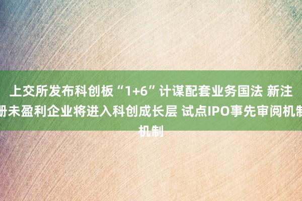 上交所发布科创板“1+6”计谋配套业务国法 新注册未盈利企业将进入科创成长层 试点IPO事先审阅机制