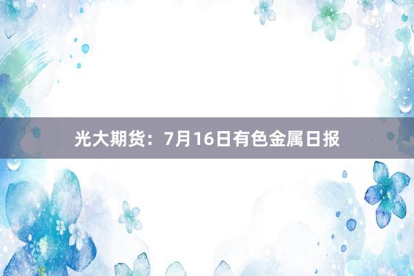 光大期货：7月16日有色金属日报