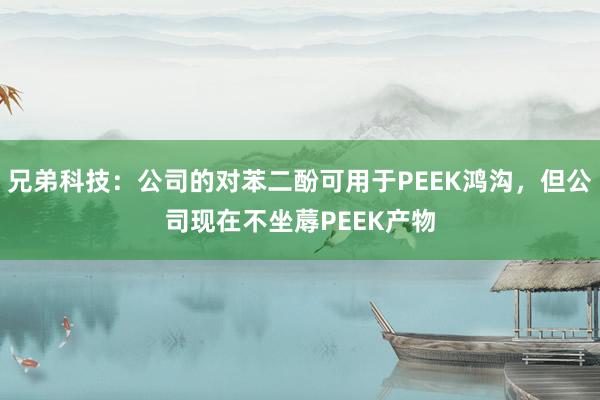 兄弟科技：公司的对苯二酚可用于PEEK鸿沟，但公司现在不坐蓐PEEK产物