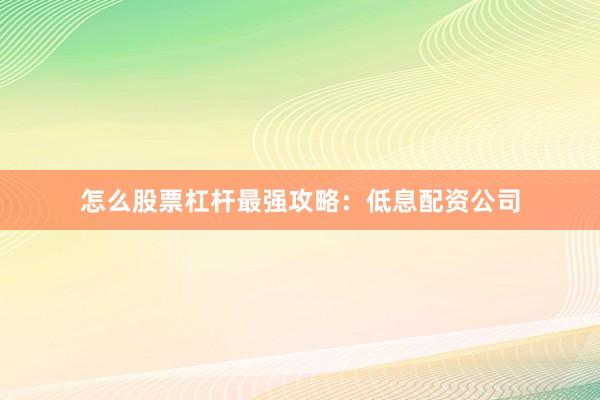 怎么股票杠杆最强攻略：低息配资公司