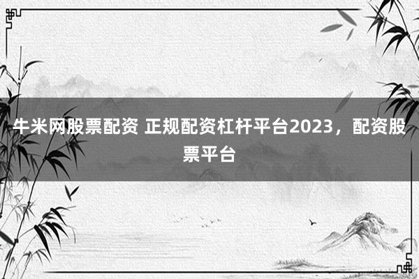 牛米网股票配资 正规配资杠杆平台2023，配资股票平台