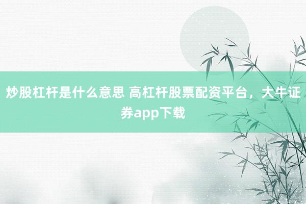 炒股杠杆是什么意思 高杠杆股票配资平台，大牛证券app下载