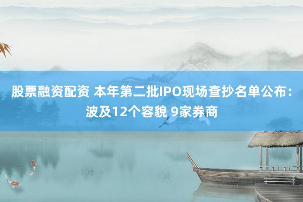 股票融资配资 本年第二批IPO现场查抄名单公布：波及12个容貌 9家券商