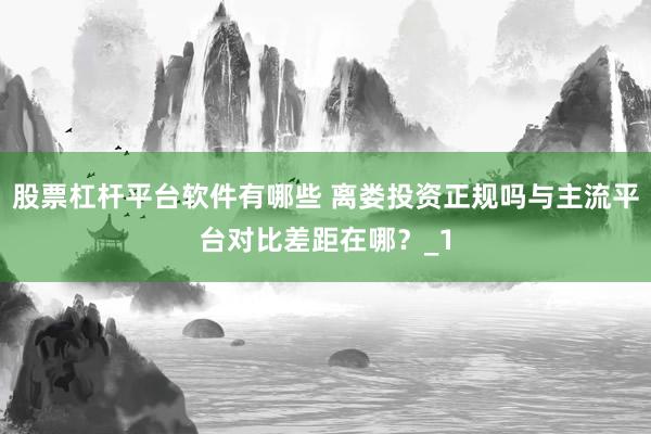 股票杠杆平台软件有哪些 离娄投资正规吗与主流平台对比差距在哪？_1