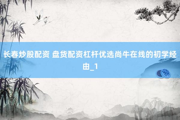 长春炒股配资 盘货配资杠杆优选尚牛在线的初学经由_1