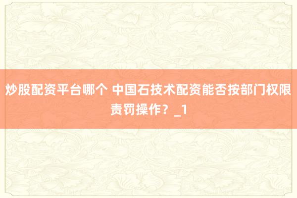 炒股配资平台哪个 中国石技术配资能否按部门权限责罚操作？_1