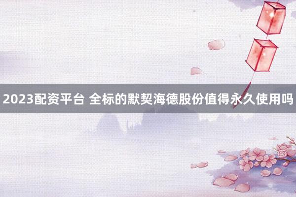 2023配资平台 全标的默契海德股份值得永久使用吗